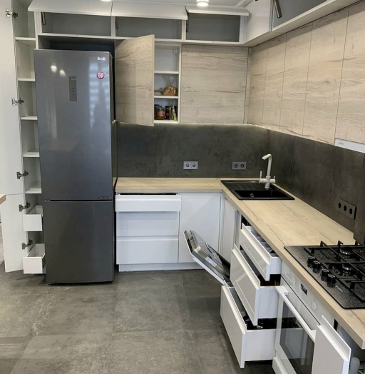 Белый кухонный гарнитур-Кухня МДФ в эмали «Модель 670»-фото8